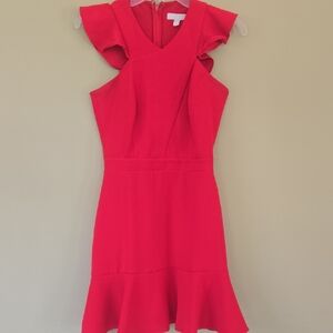 Chelsea 28 Red Ruffle Sleeve Dress, Size XS
